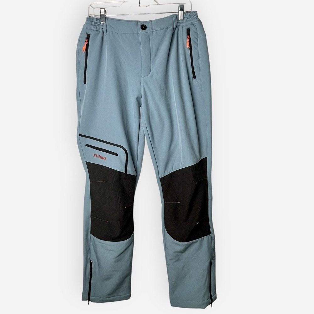 Postropaky Outdoor Snow Ski Pants Fleece Lined Blue Stretch Zip Ankle‎ Sz 10